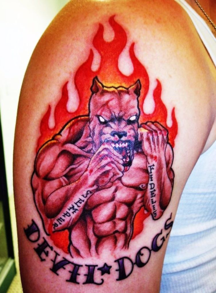 devil dog tattoo