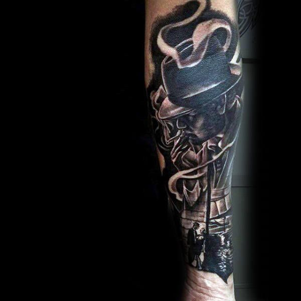gangster forearm tattoos for men