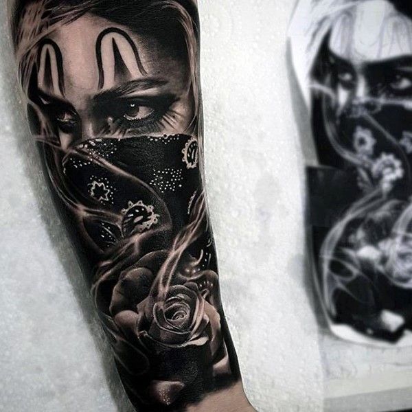 gangster forearm tattoos for men
