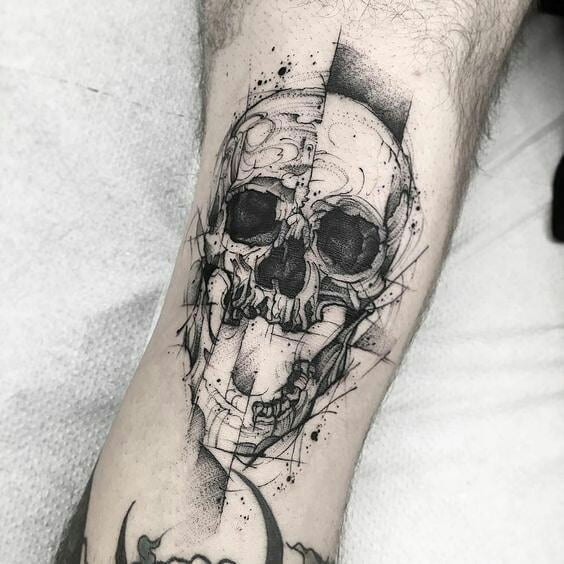 geometric skull tattoo
