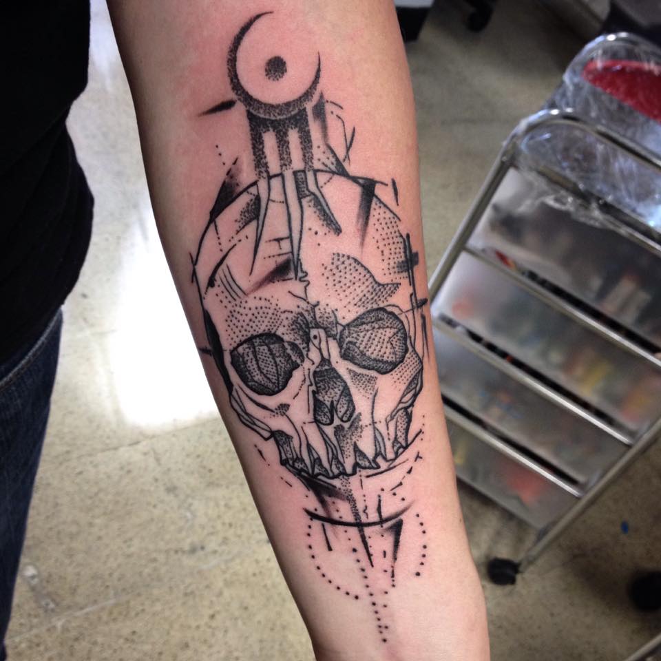 geometric skull tattoo