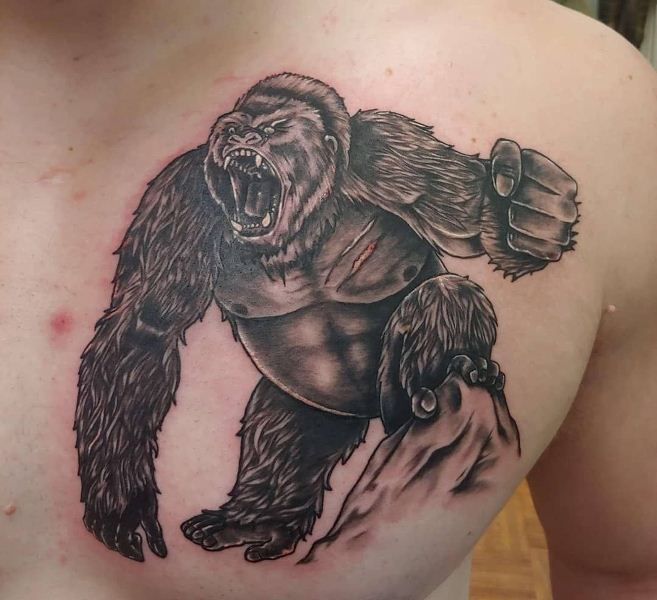 gorilla chest tattoo