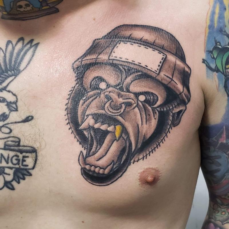gorilla chest tattoo