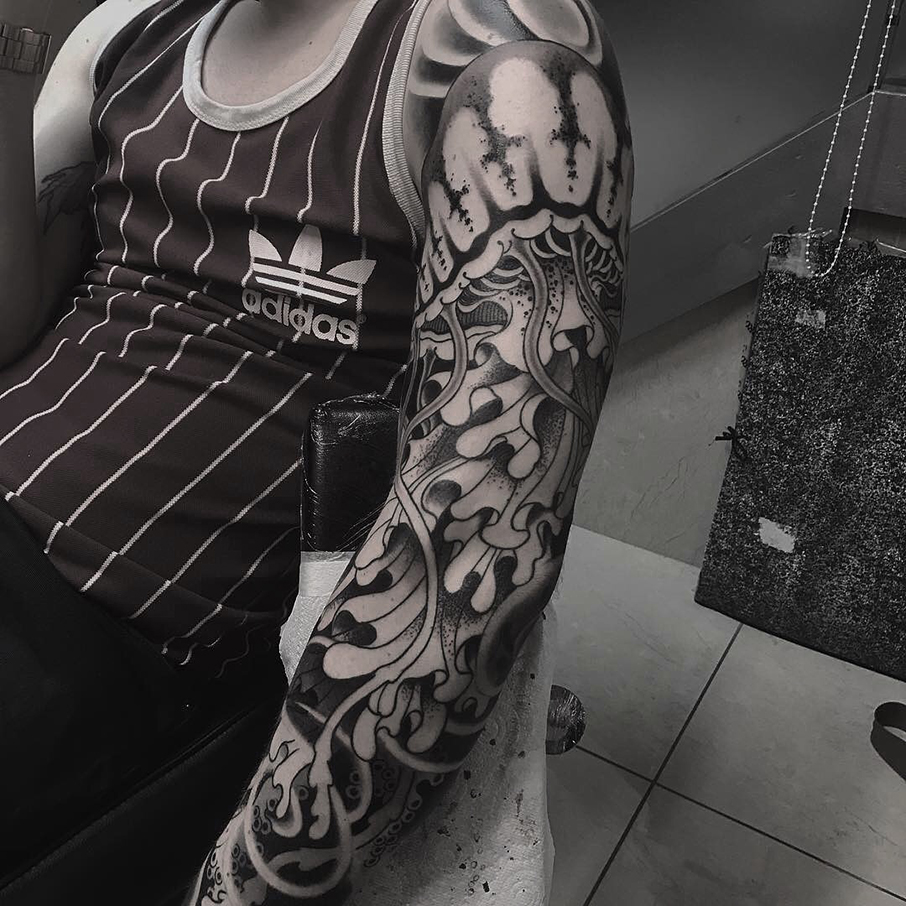 japanese tattoo black and grey