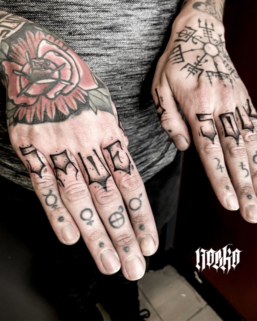knuckle tattoo words