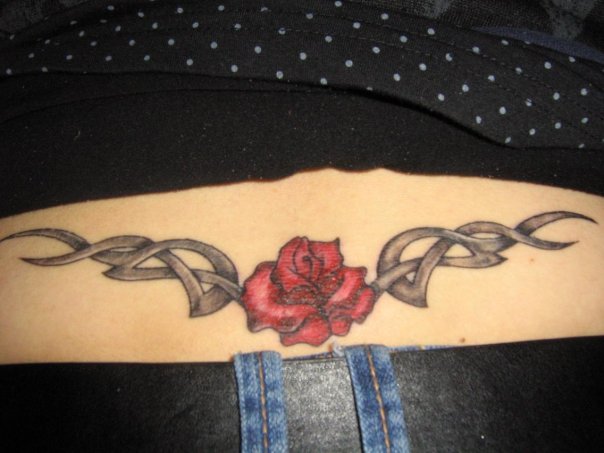 lower back rose tattoos