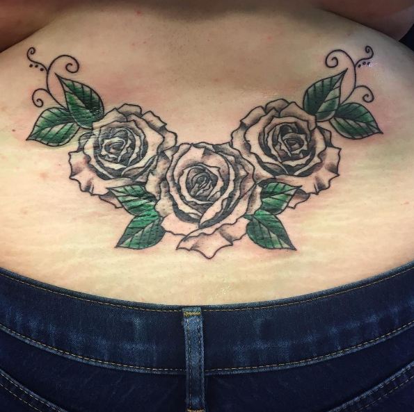 lower back rose tattoos