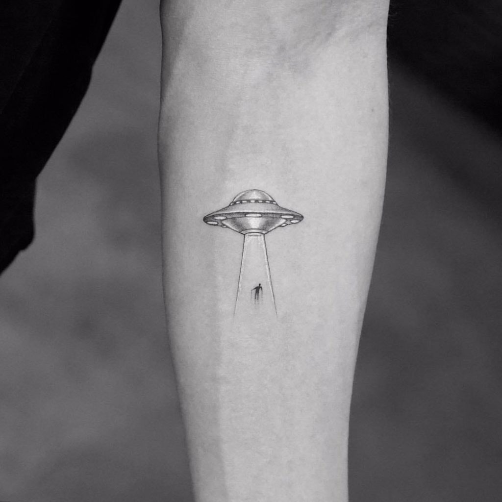 Alien abduction tattoo