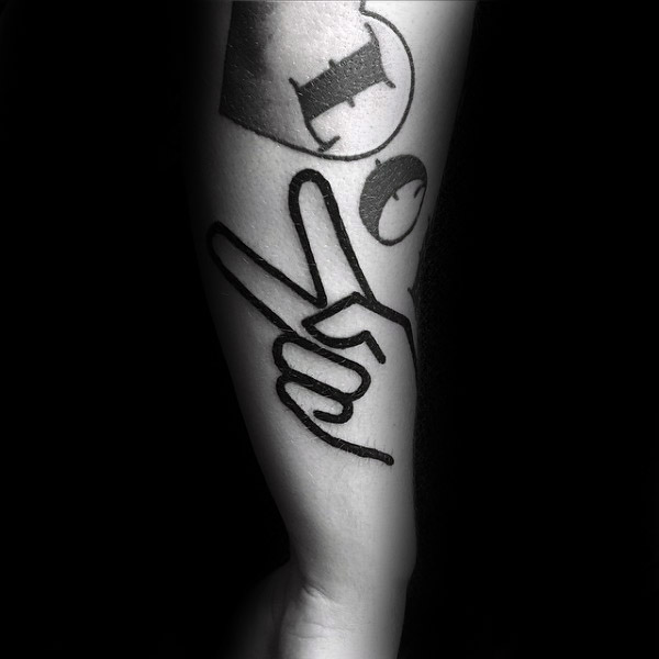 peace sign hand tattoo