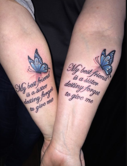 butterfly sister tattoos
