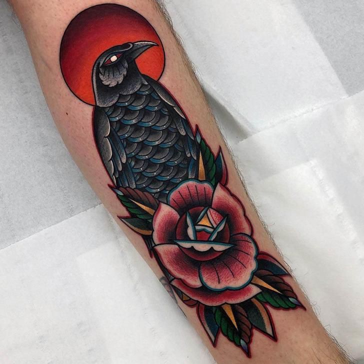 traditional raven tattoo
