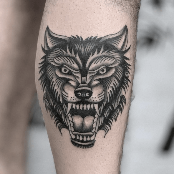 traditional wolf tattoo