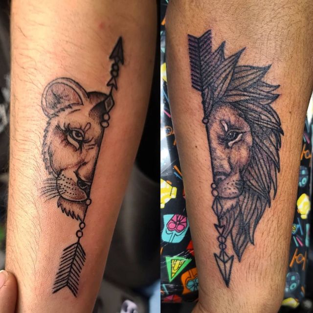 Lion couple tattoo
