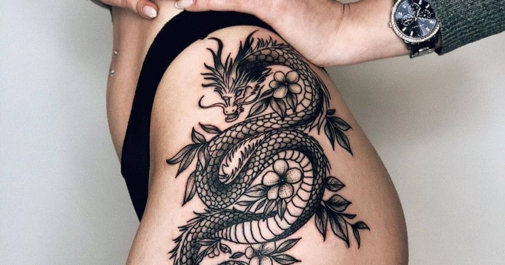Dragon hip tattoo 