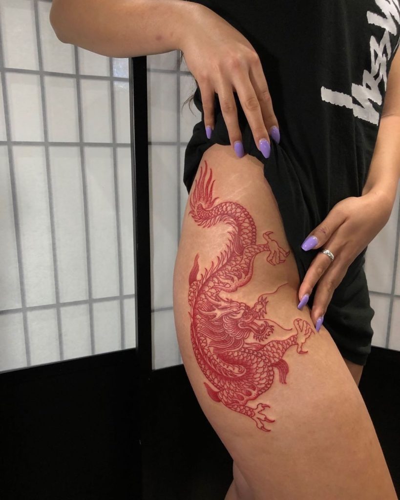 Dragon hip tattoo