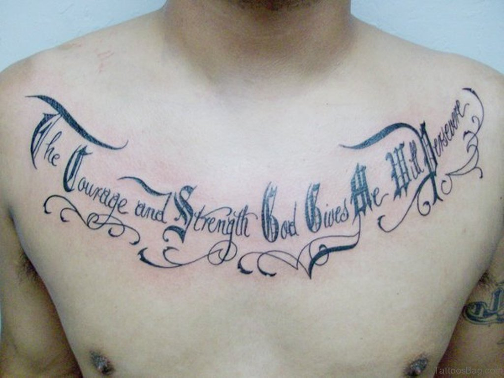 chest lettering tattoo