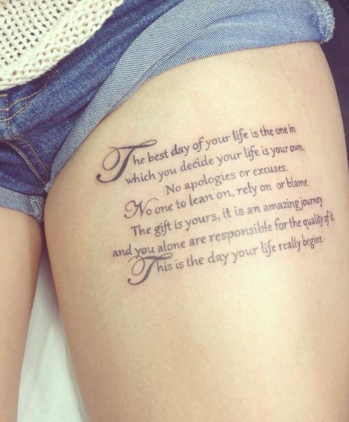 Female thigh tattoos quotes