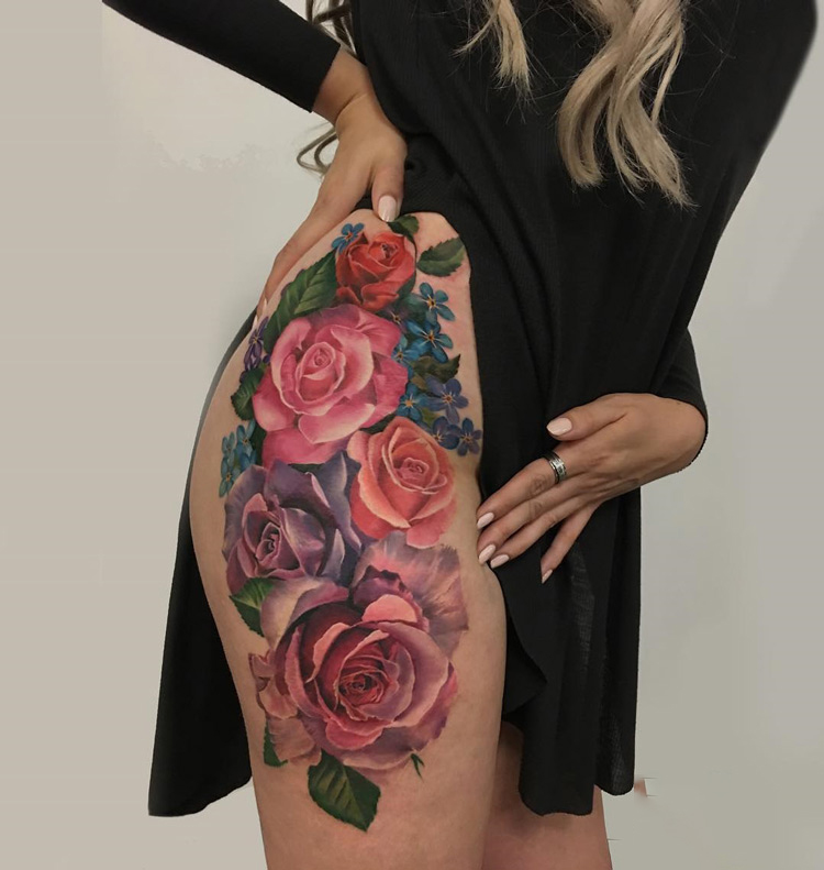 Hip and thigh tattoos
