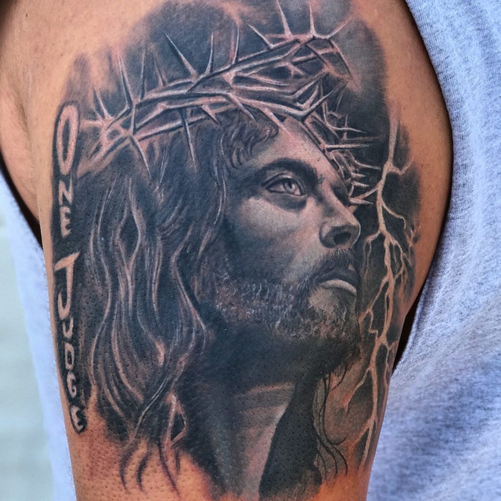 Jesus crown of thorns tattoo