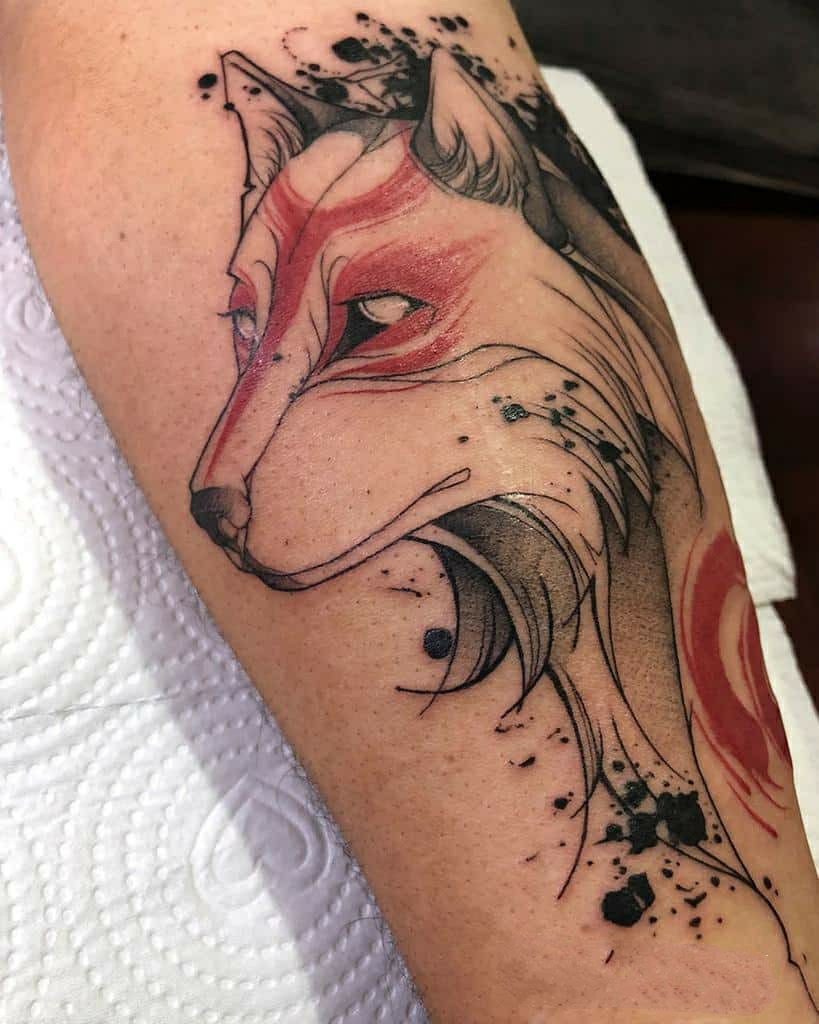 Japanese wolf tattoo