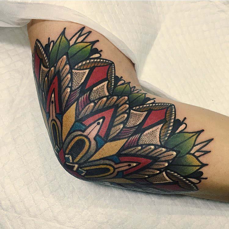 Traditional elbow tattoos