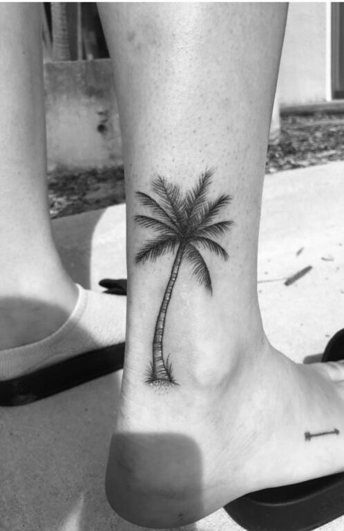 palm tree tattoo ankle 