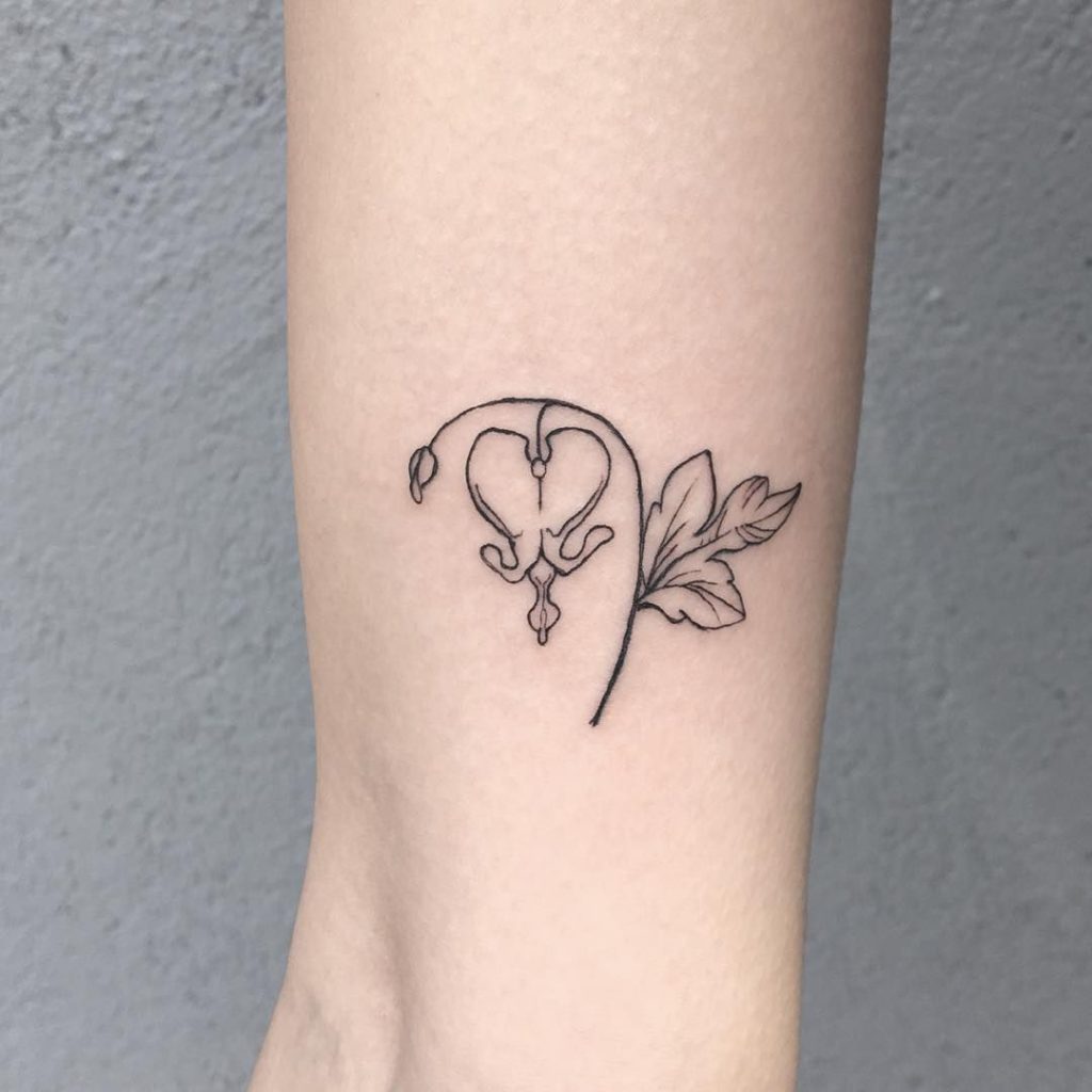 Bleeding heart flower tattoo