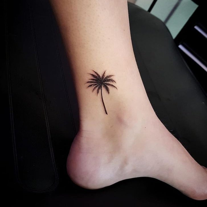 palm tree tattoo ankle