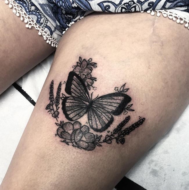 butterfly flower tattoo