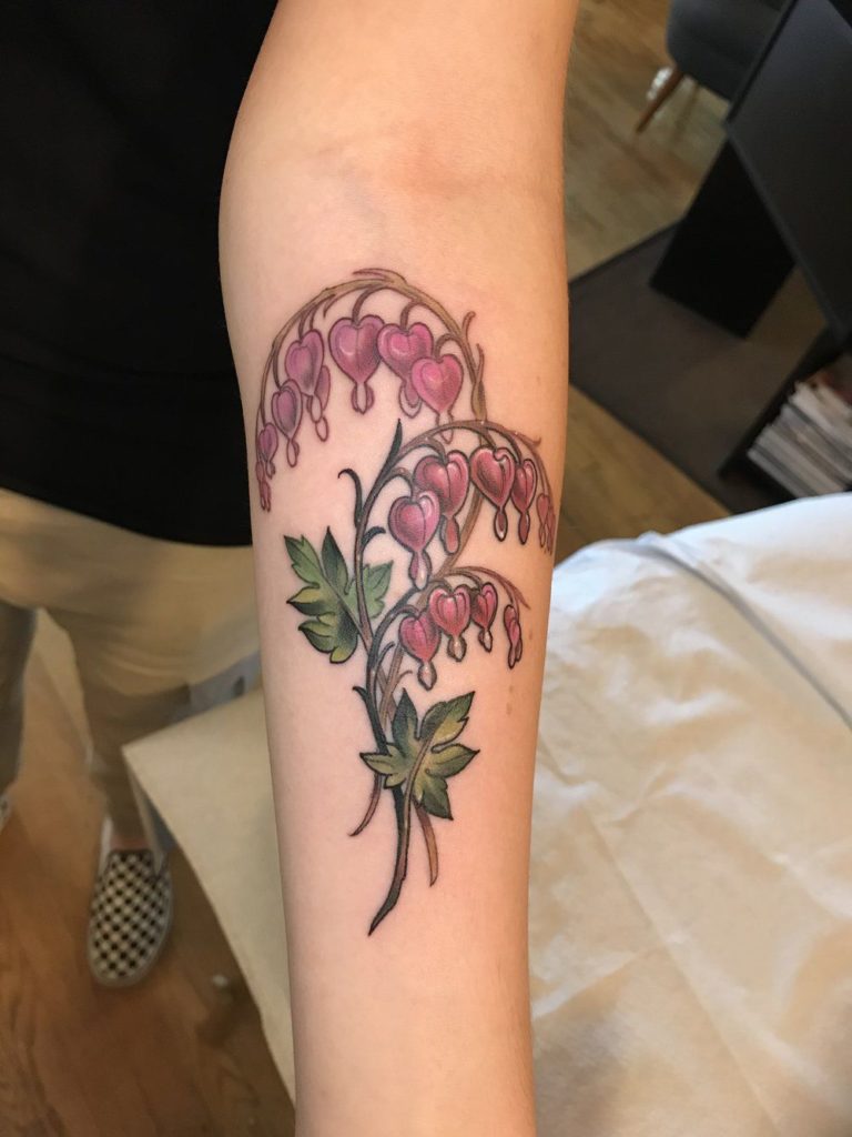 Bleeding heart flower tattoo