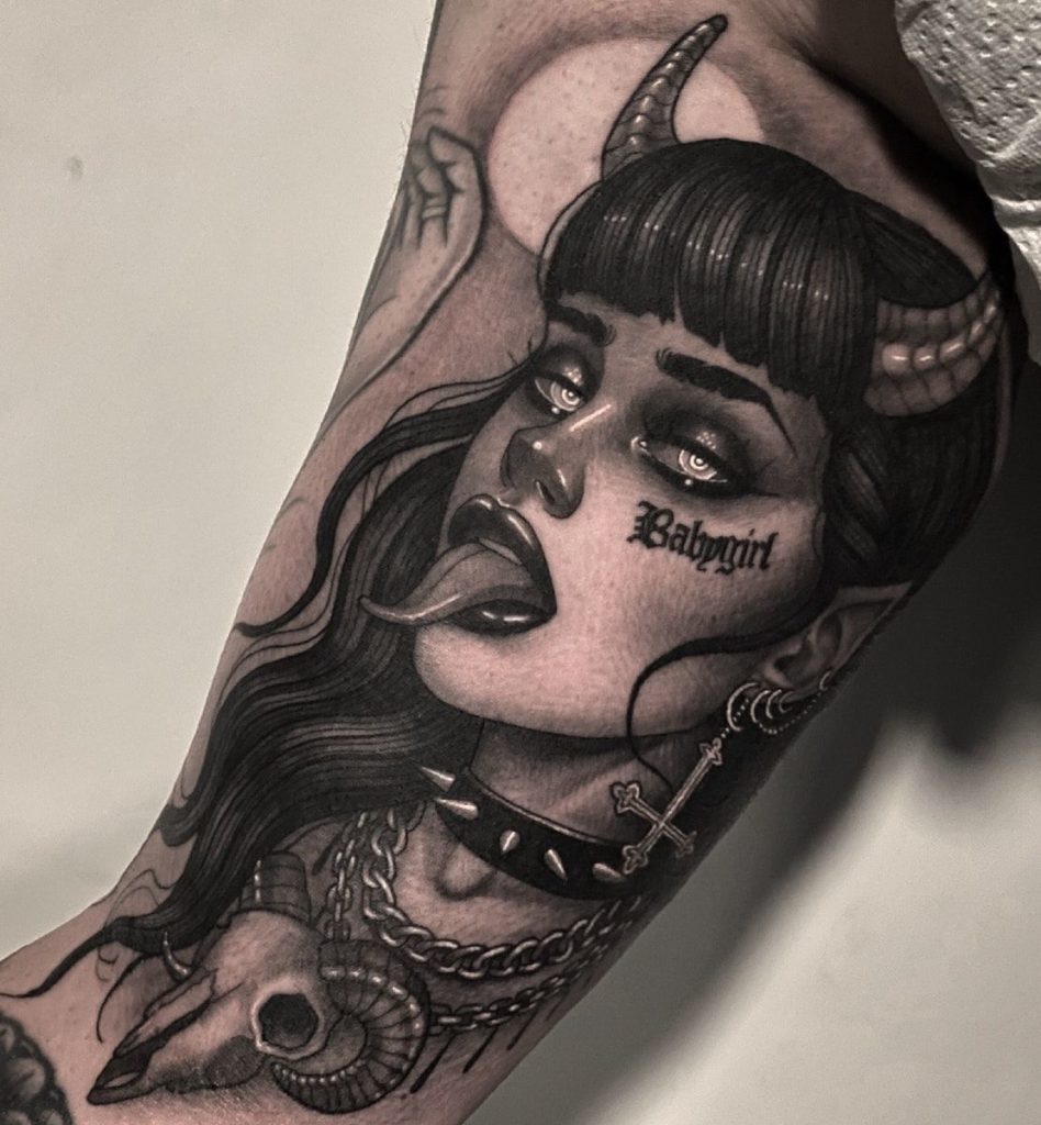 demon girl tattoo