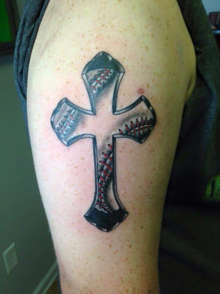 Baseball cross tattoo