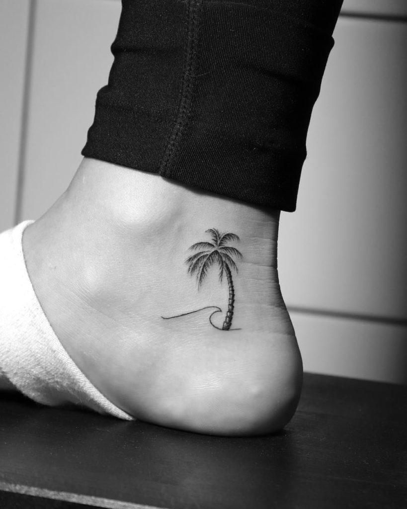 palm tree tattoo ankle