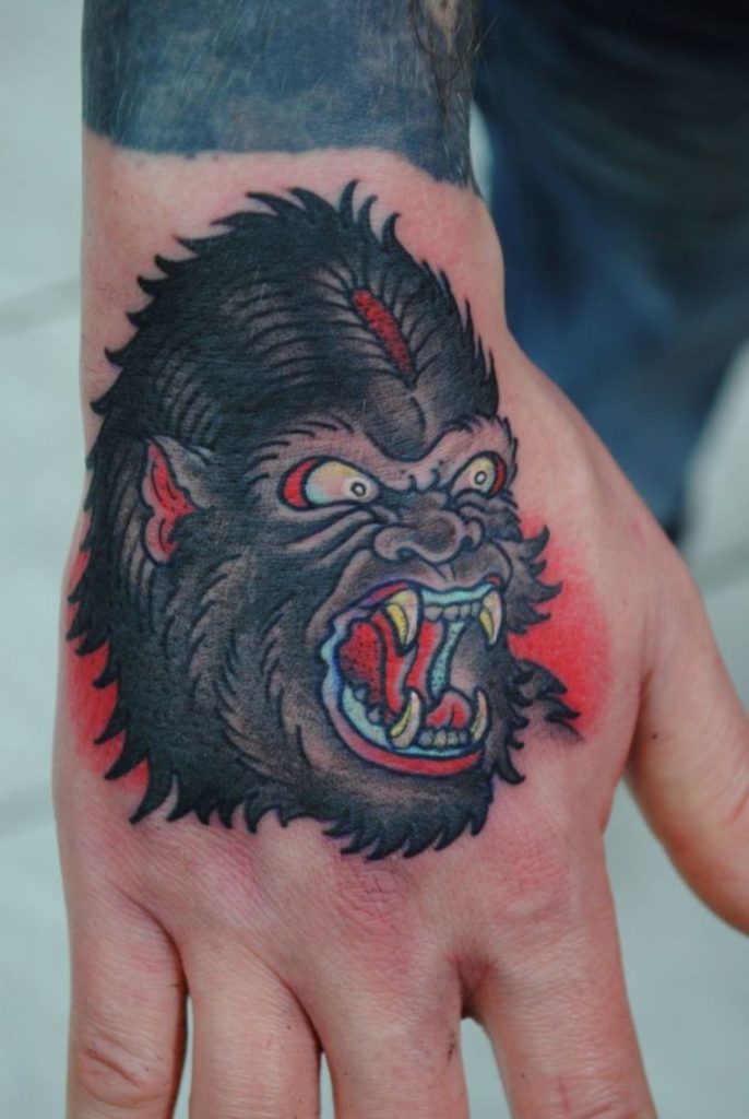 Gorilla hand tattoo