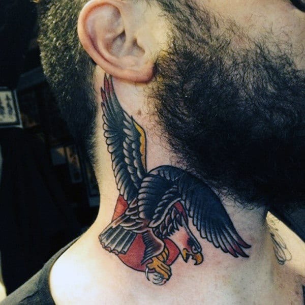 Eagle neck tattoo