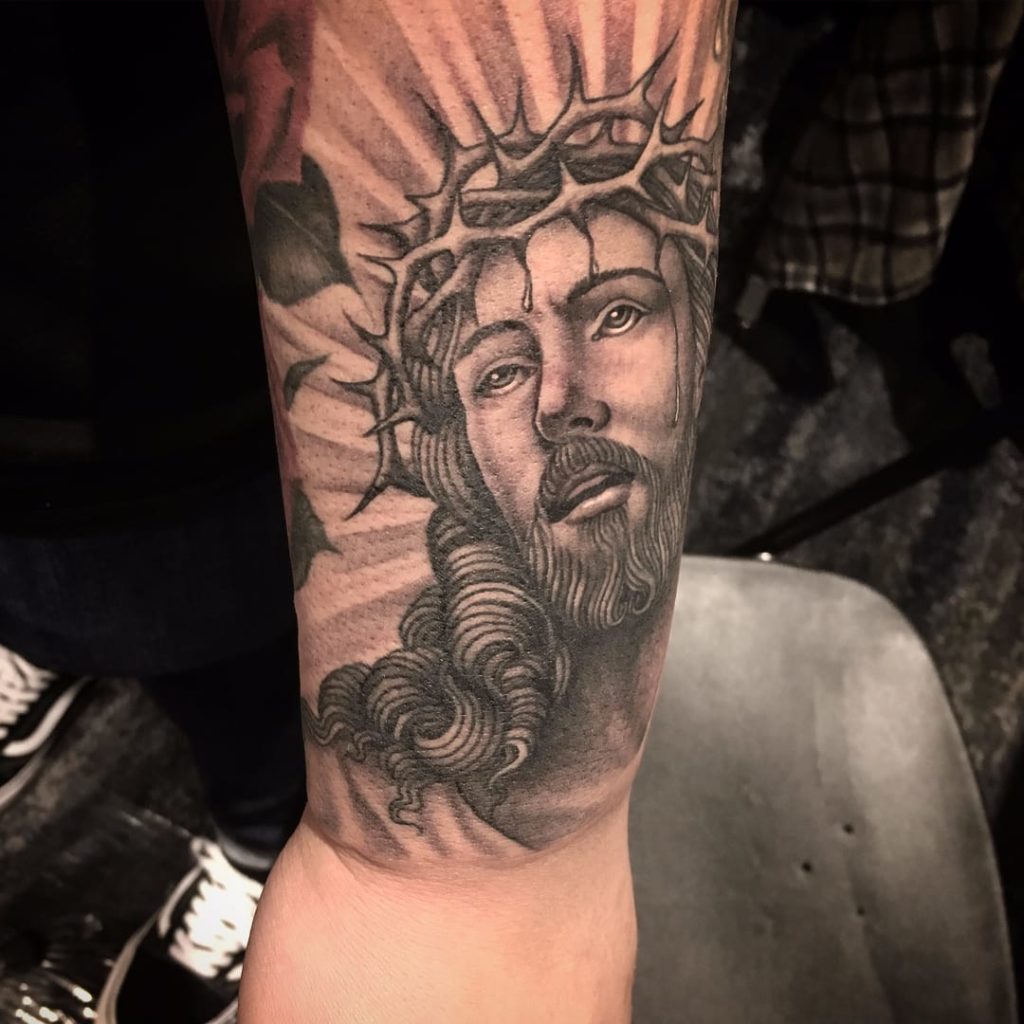 Jesus crown of thorns tattoo