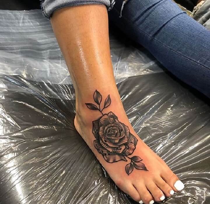rose foot tattoo