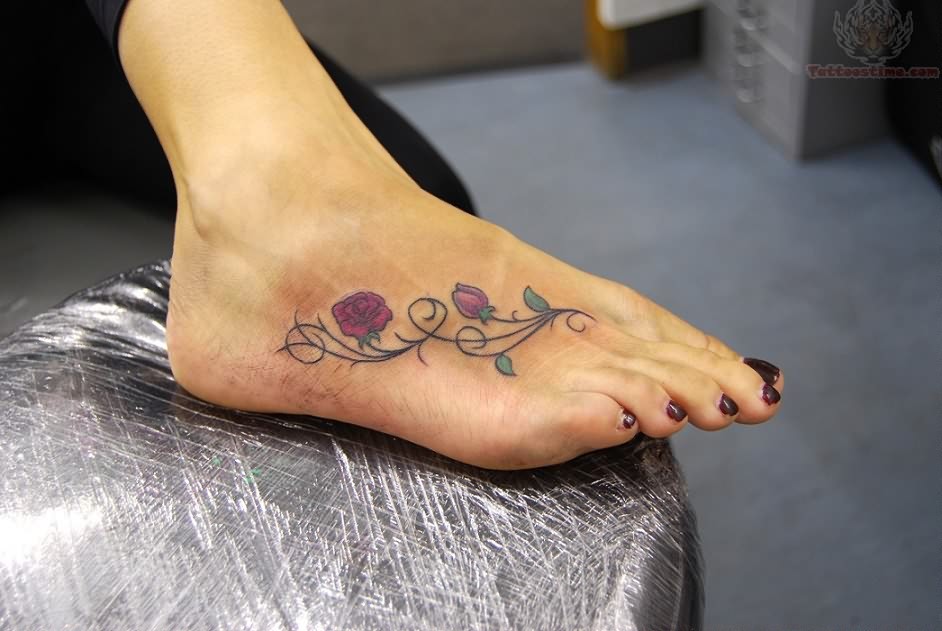rose foot tattoo