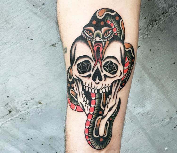 skull and snake tattoo
