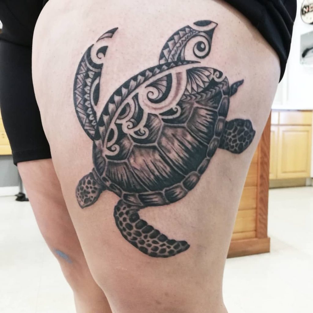 Hawaiian sea turtle tattoo 