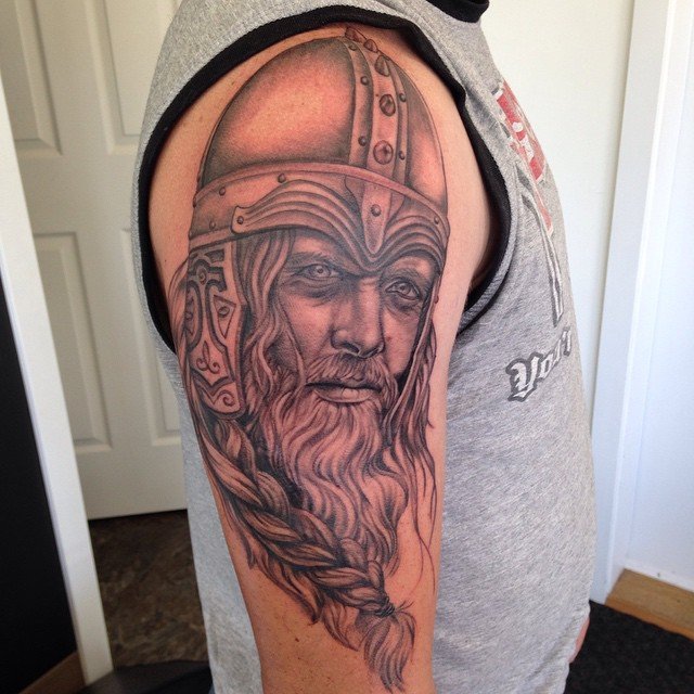 viking helmet tattoo